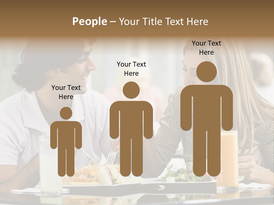 Couple Enjoying Lunch Sitting At Cafe Table PowerPoint Template