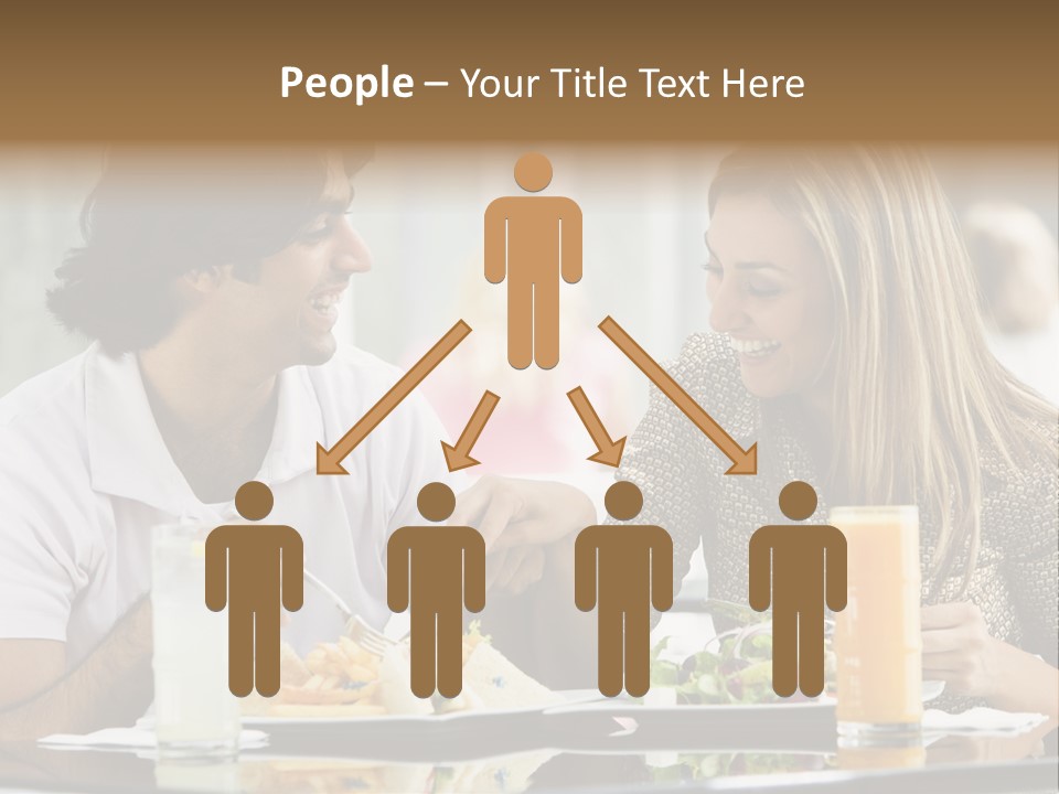 Couple Enjoying Lunch Sitting At Cafe Table PowerPoint Template