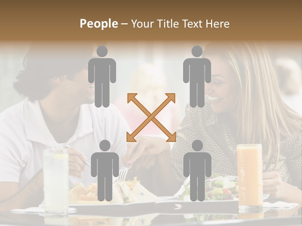 Couple Enjoying Lunch Sitting At Cafe Table PowerPoint Template