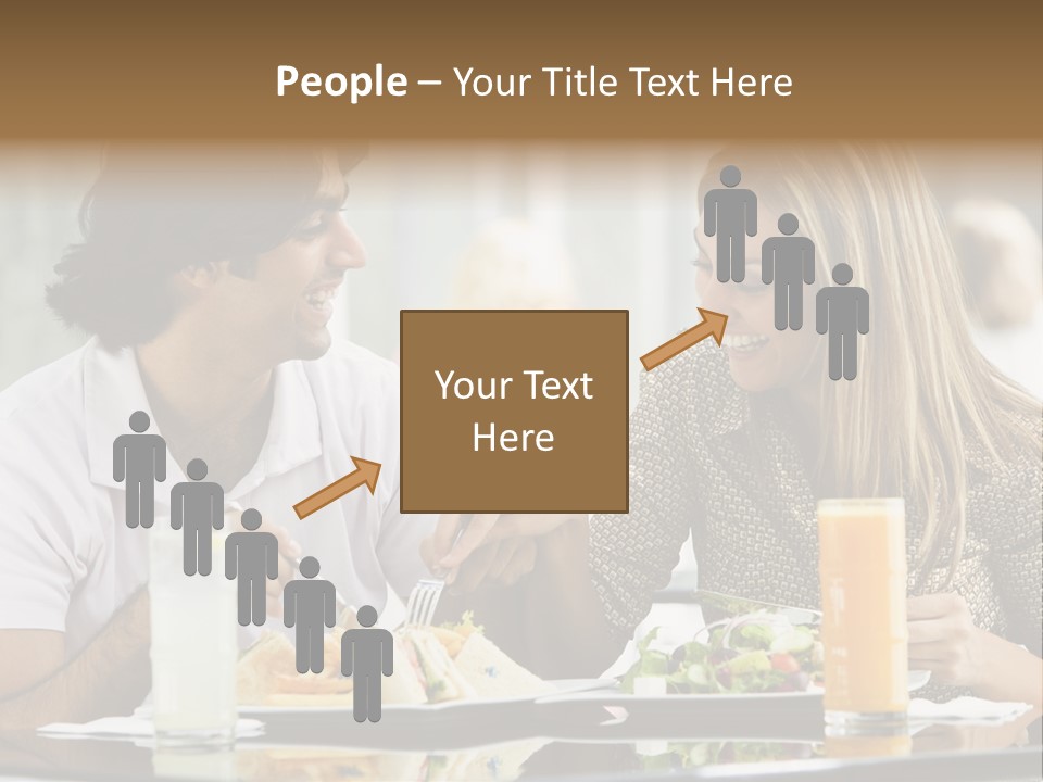 Couple Enjoying Lunch Sitting At Cafe Table PowerPoint Template