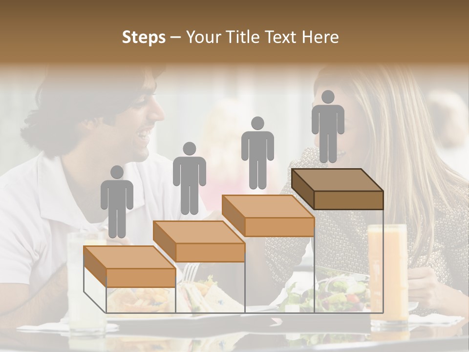Couple Enjoying Lunch Sitting At Cafe Table PowerPoint Template