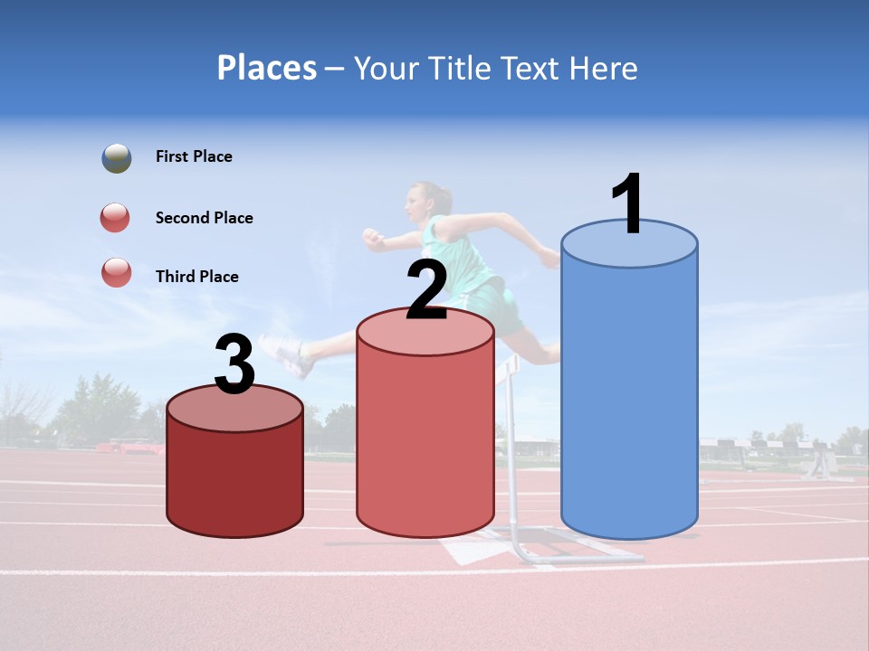 Woman Jumping Over Hurdle PowerPoint Template