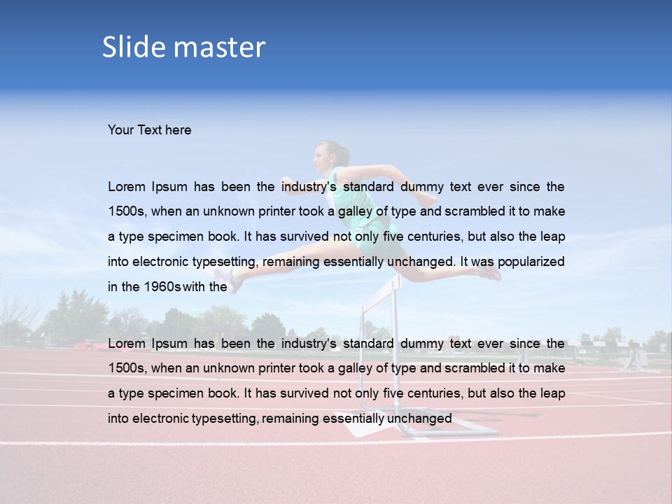 Woman Jumping Over Hurdle PowerPoint Template