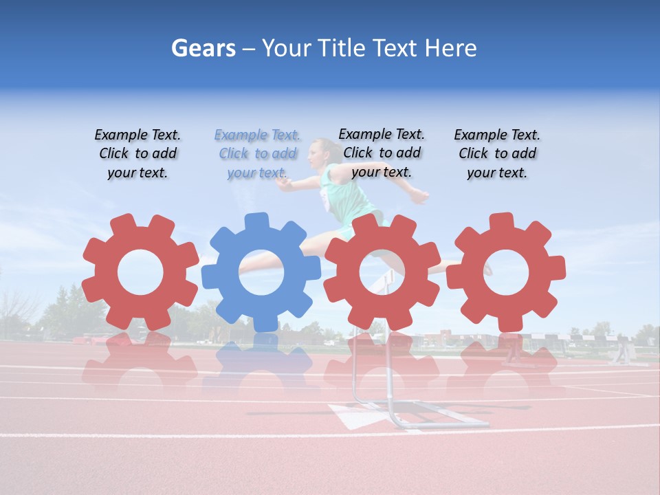 Woman Jumping Over Hurdle PowerPoint Template