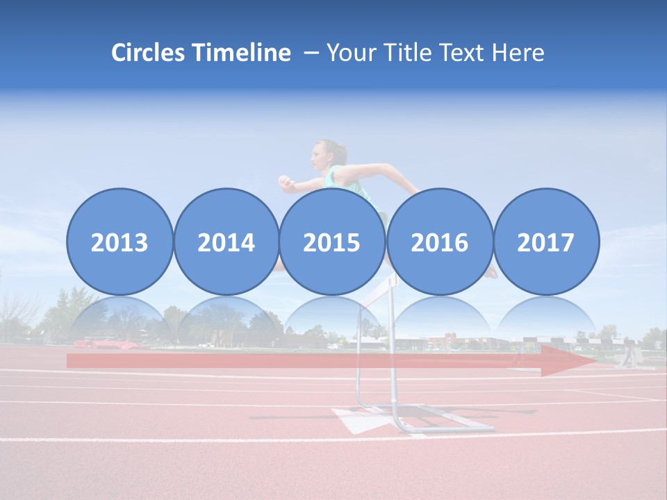 Woman Jumping Over Hurdle PowerPoint Template