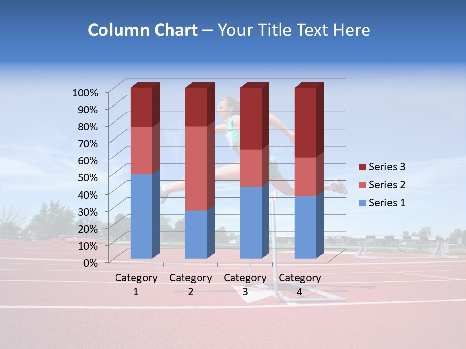 Woman Jumping Over Hurdle PowerPoint Template