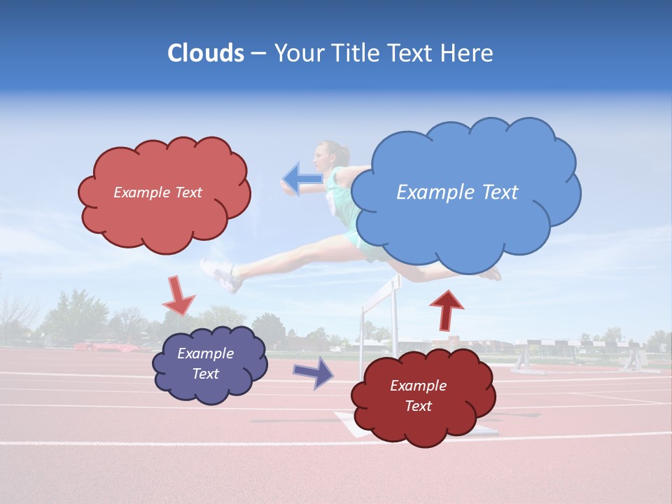 Woman Jumping Over Hurdle PowerPoint Template