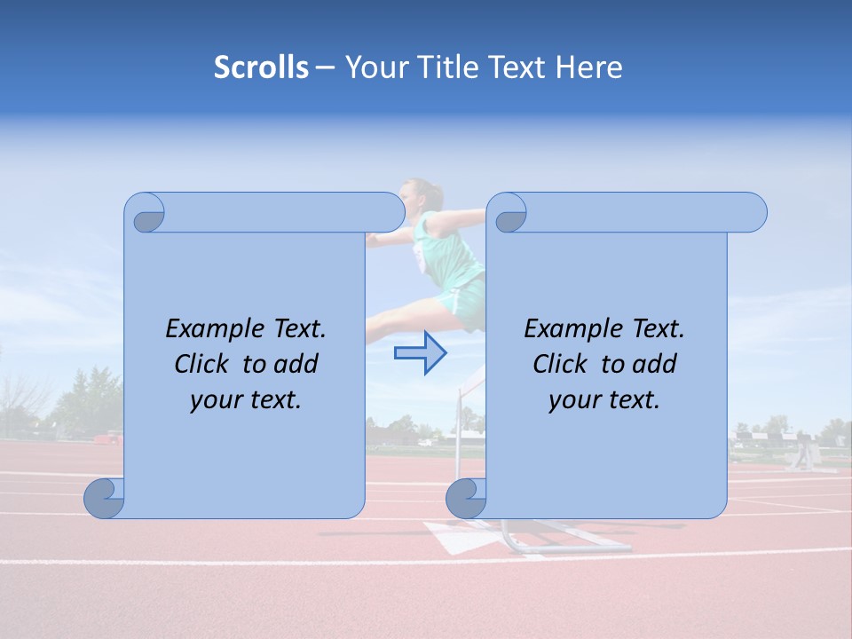 Woman Jumping Over Hurdle PowerPoint Template