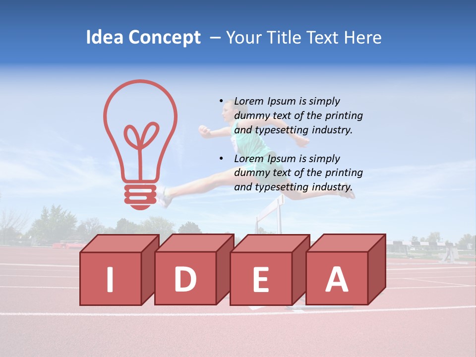 Woman Jumping Over Hurdle PowerPoint Template