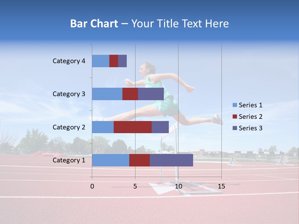 Woman Jumping Over Hurdle PowerPoint Template