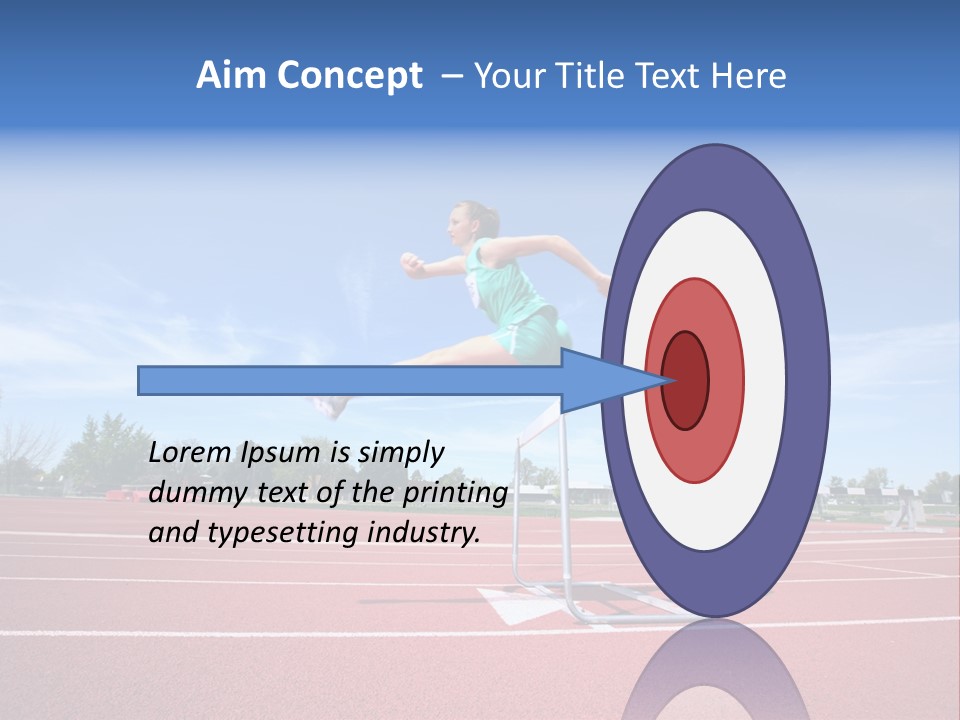 Woman Jumping Over Hurdle PowerPoint Template