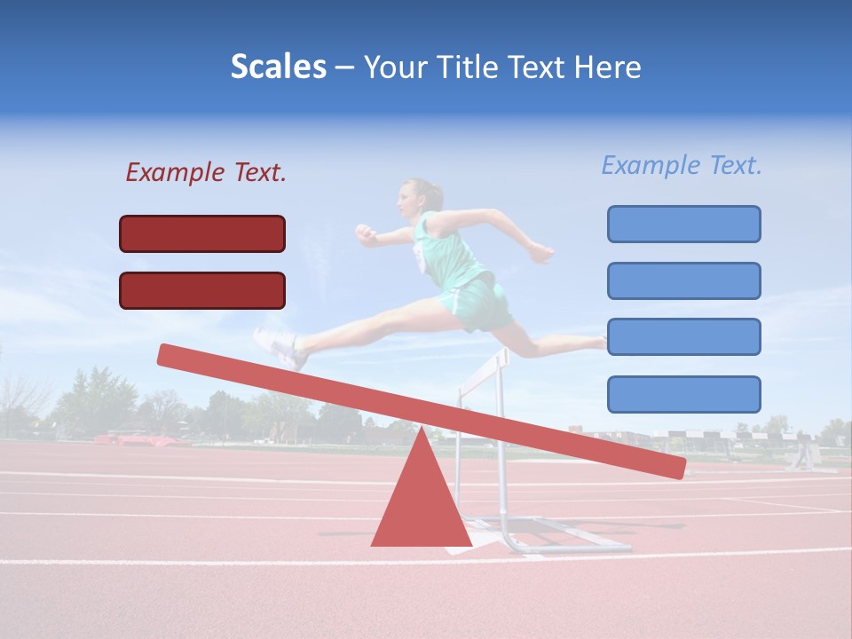 Woman Jumping Over Hurdle PowerPoint Template