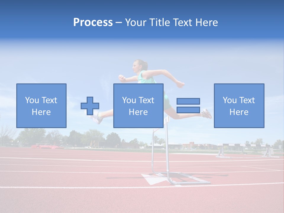 Woman Jumping Over Hurdle PowerPoint Template