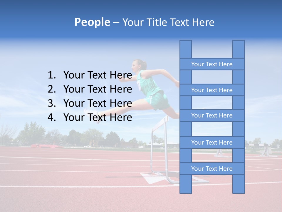 Woman Jumping Over Hurdle PowerPoint Template