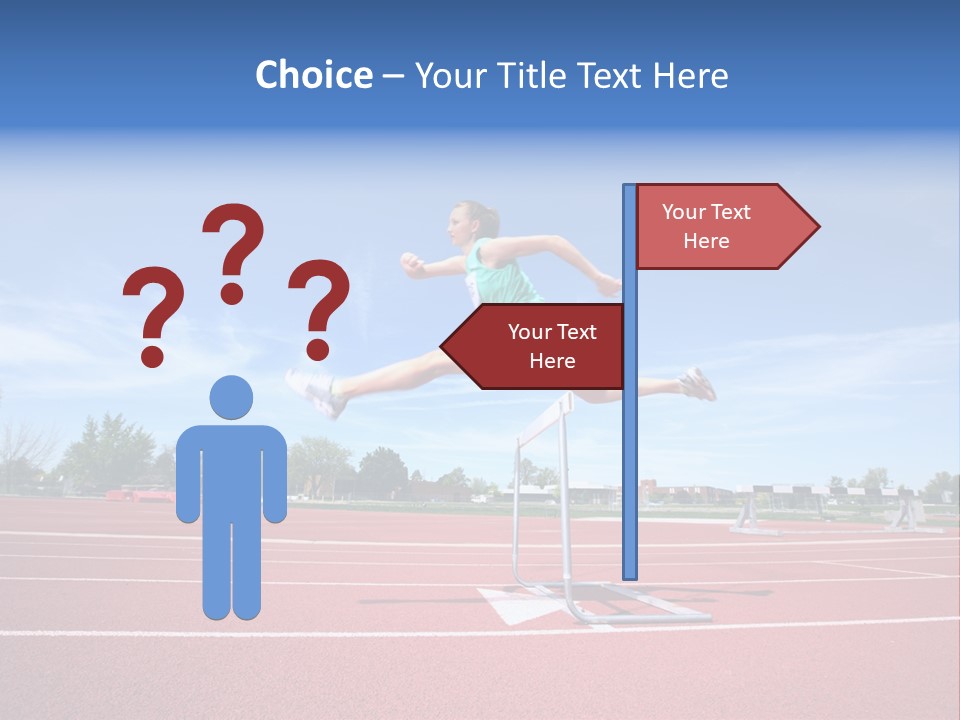 Woman Jumping Over Hurdle PowerPoint Template