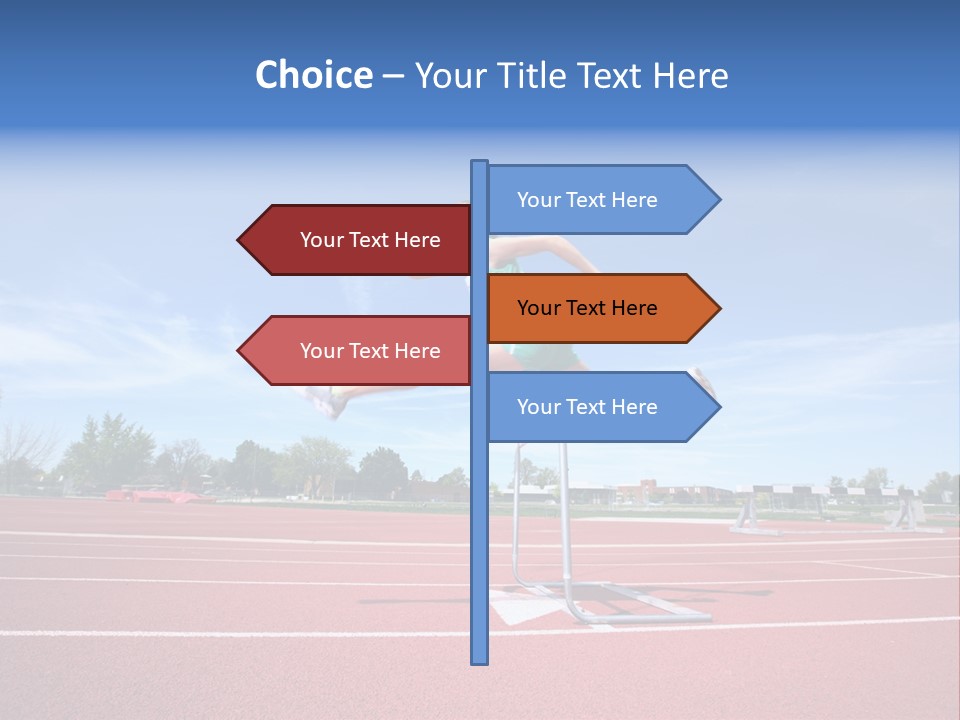 Woman Jumping Over Hurdle PowerPoint Template