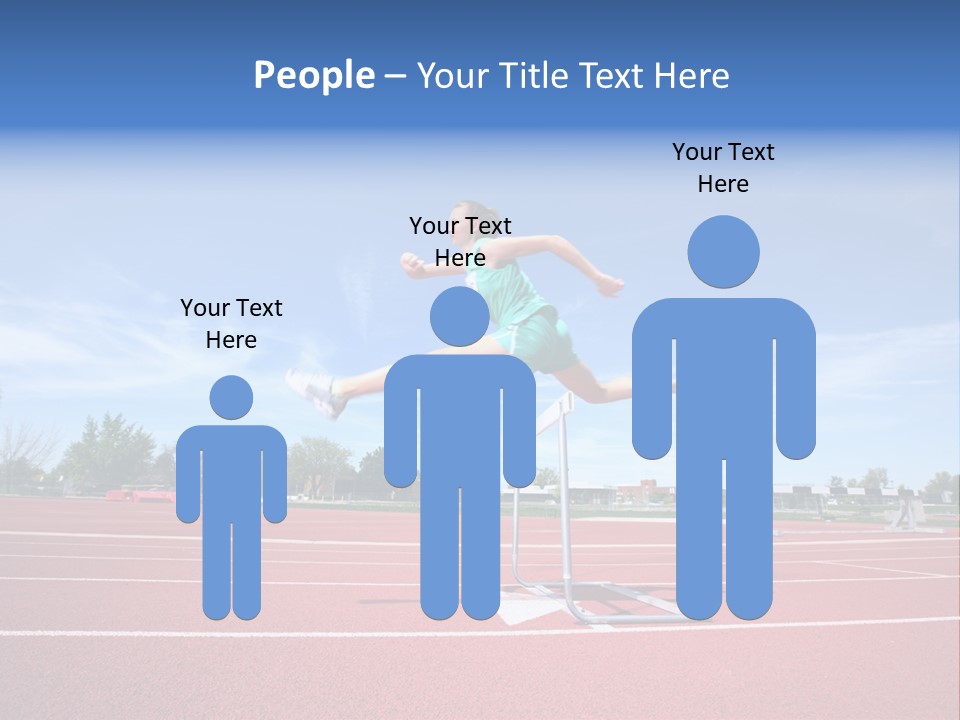 Woman Jumping Over Hurdle PowerPoint Template