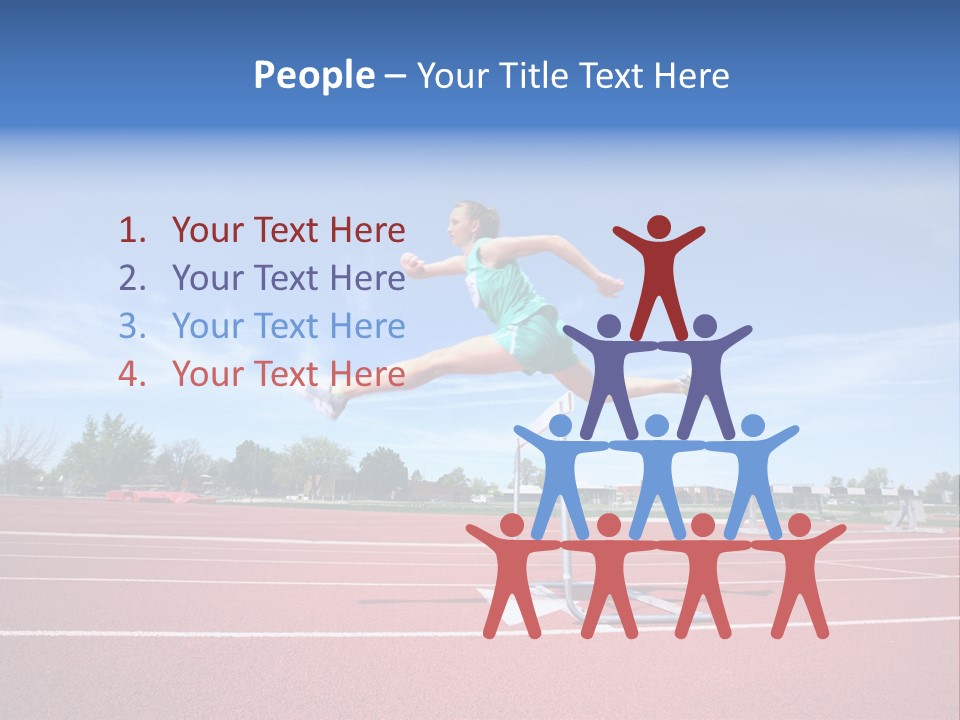 Woman Jumping Over Hurdle PowerPoint Template
