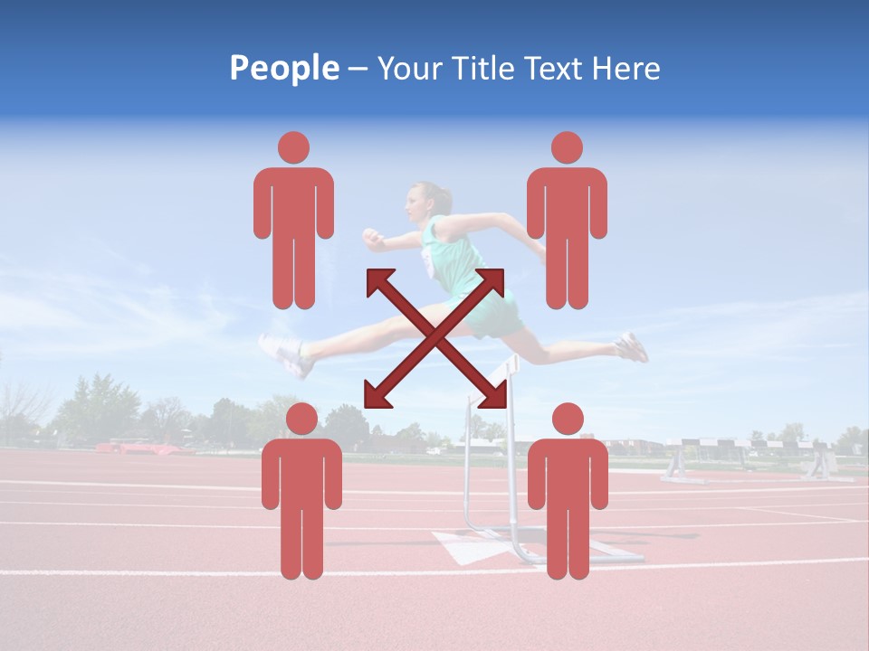 Woman Jumping Over Hurdle PowerPoint Template