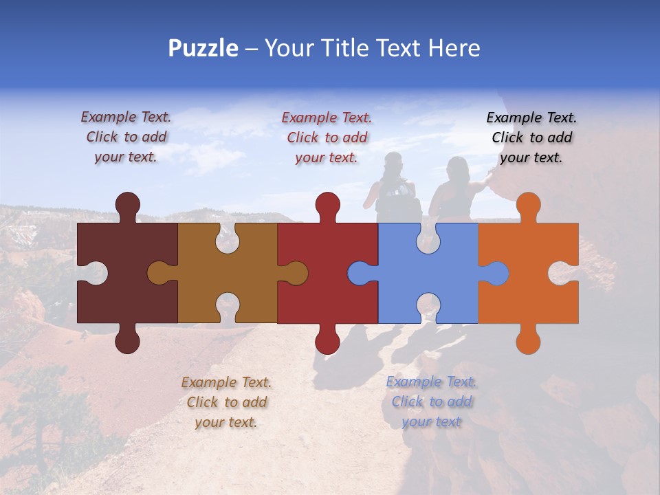 Hikers Looking At Landscape In Bryce Canyon National Park, Utah, Usa PowerPoint Template