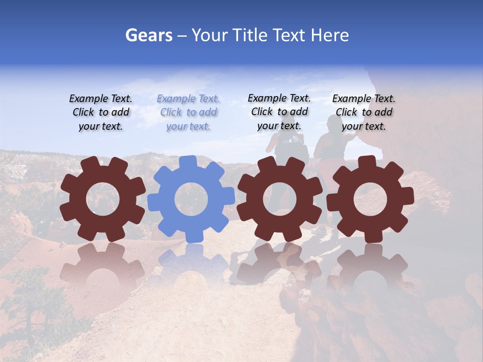 Hikers Looking At Landscape In Bryce Canyon National Park, Utah, Usa PowerPoint Template