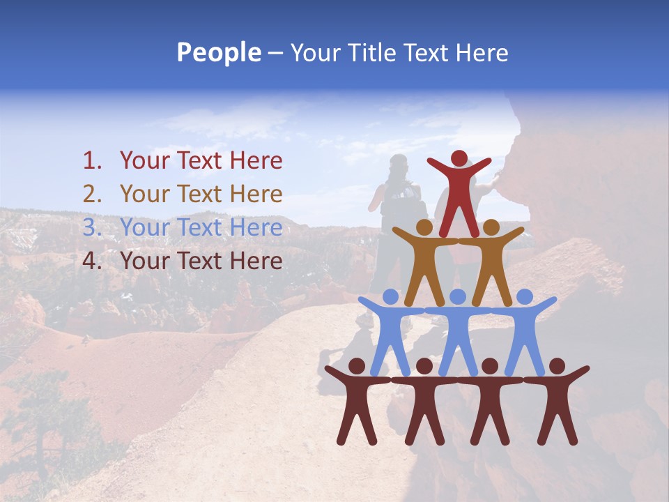 Hikers Looking At Landscape In Bryce Canyon National Park, Utah, Usa PowerPoint Template