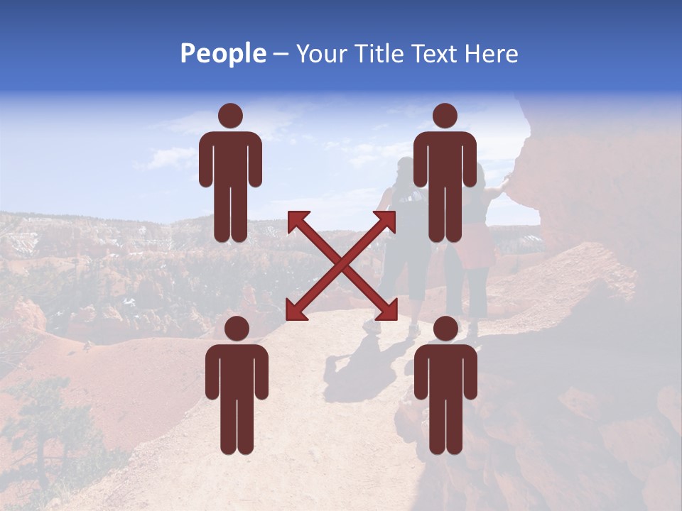 Hikers Looking At Landscape In Bryce Canyon National Park, Utah, Usa PowerPoint Template