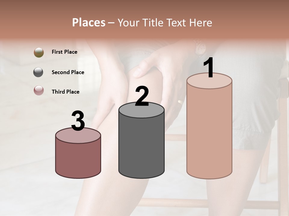 Woman Suffering From Pain In Knee Joint. PowerPoint Template