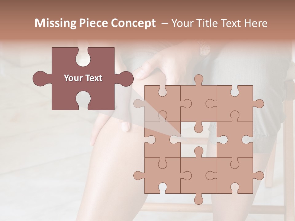 Woman Suffering From Pain In Knee Joint. PowerPoint Template