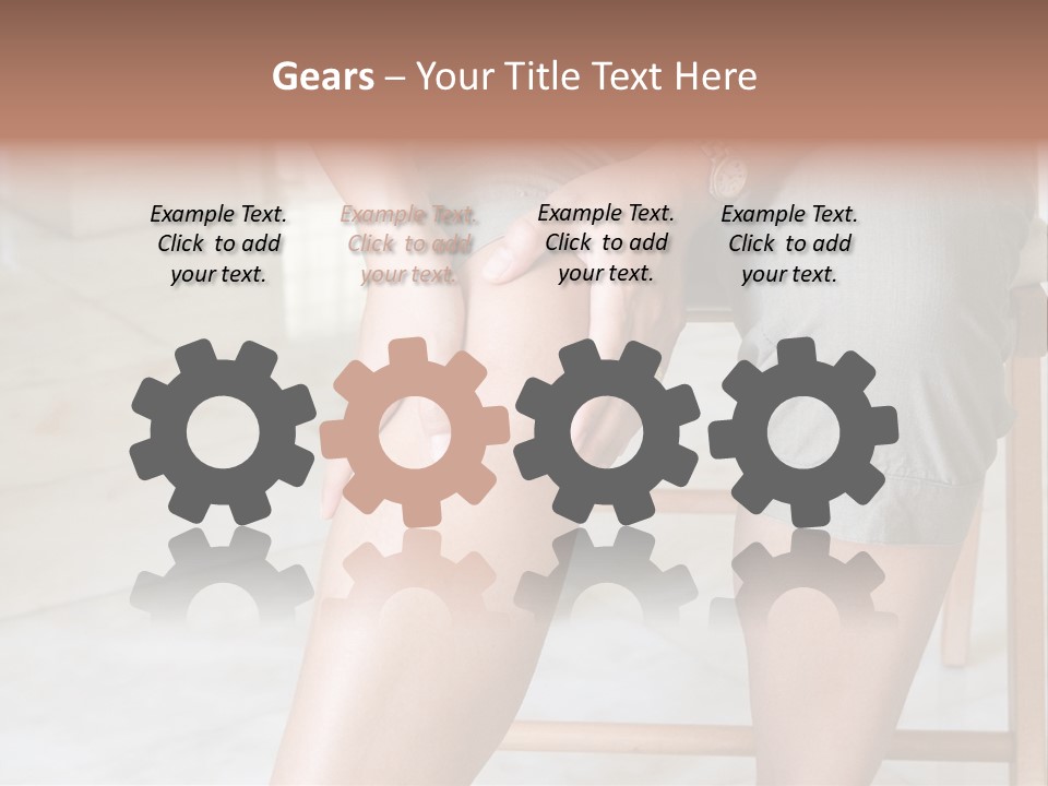 Woman Suffering From Pain In Knee Joint. PowerPoint Template