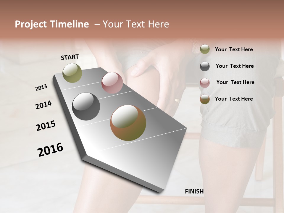 Woman Suffering From Pain In Knee Joint. PowerPoint Template