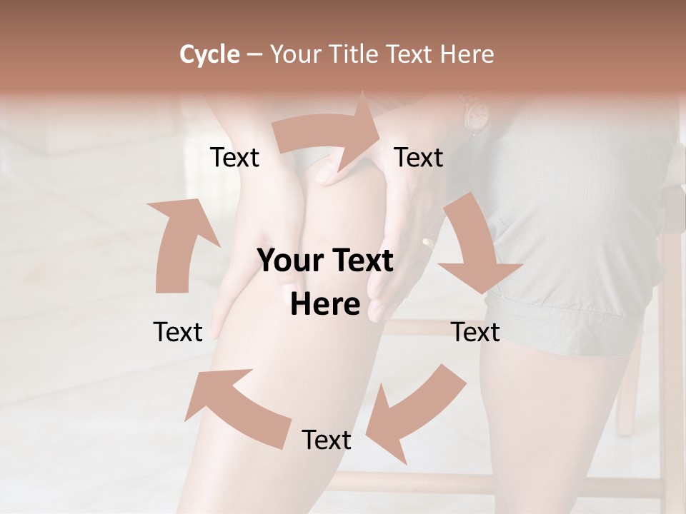 Woman Suffering From Pain In Knee Joint. PowerPoint Template