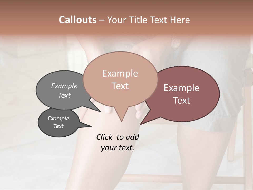 Woman Suffering From Pain In Knee Joint. PowerPoint Template