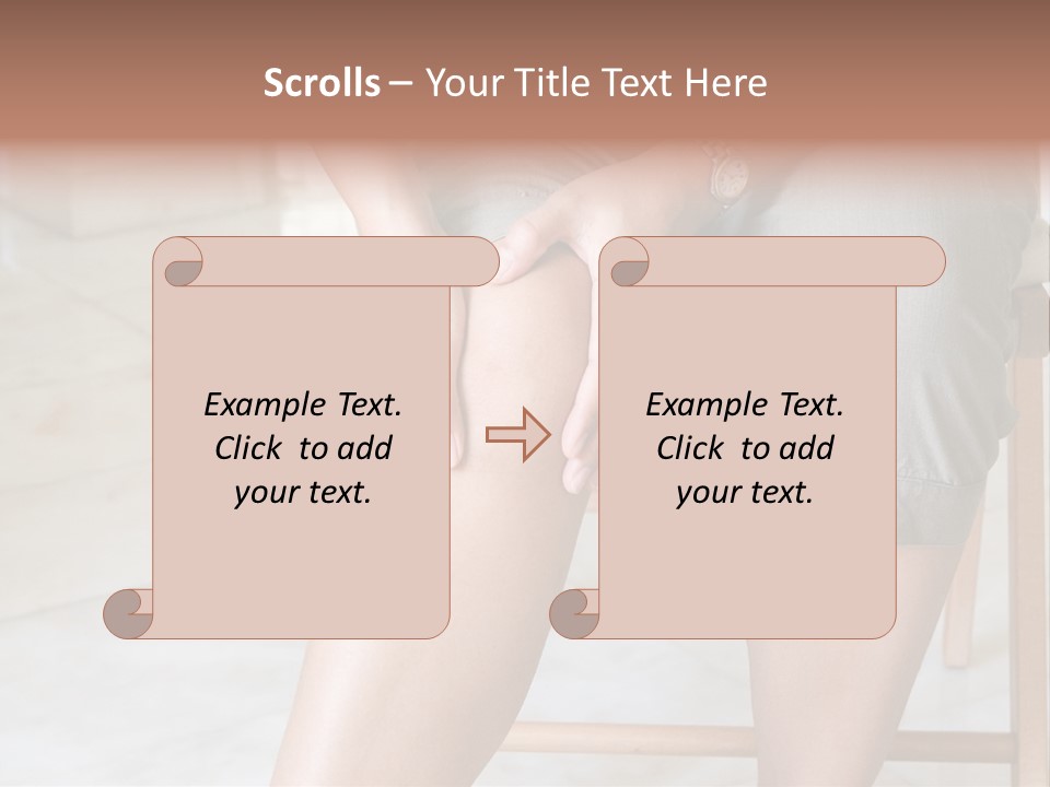Woman Suffering From Pain In Knee Joint. PowerPoint Template