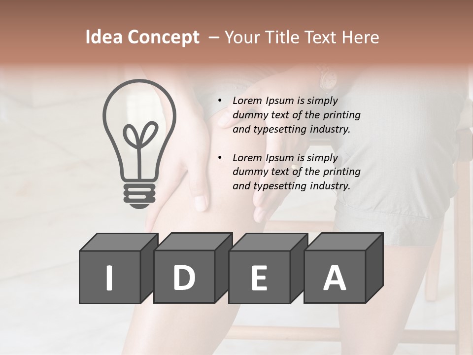 Woman Suffering From Pain In Knee Joint. PowerPoint Template