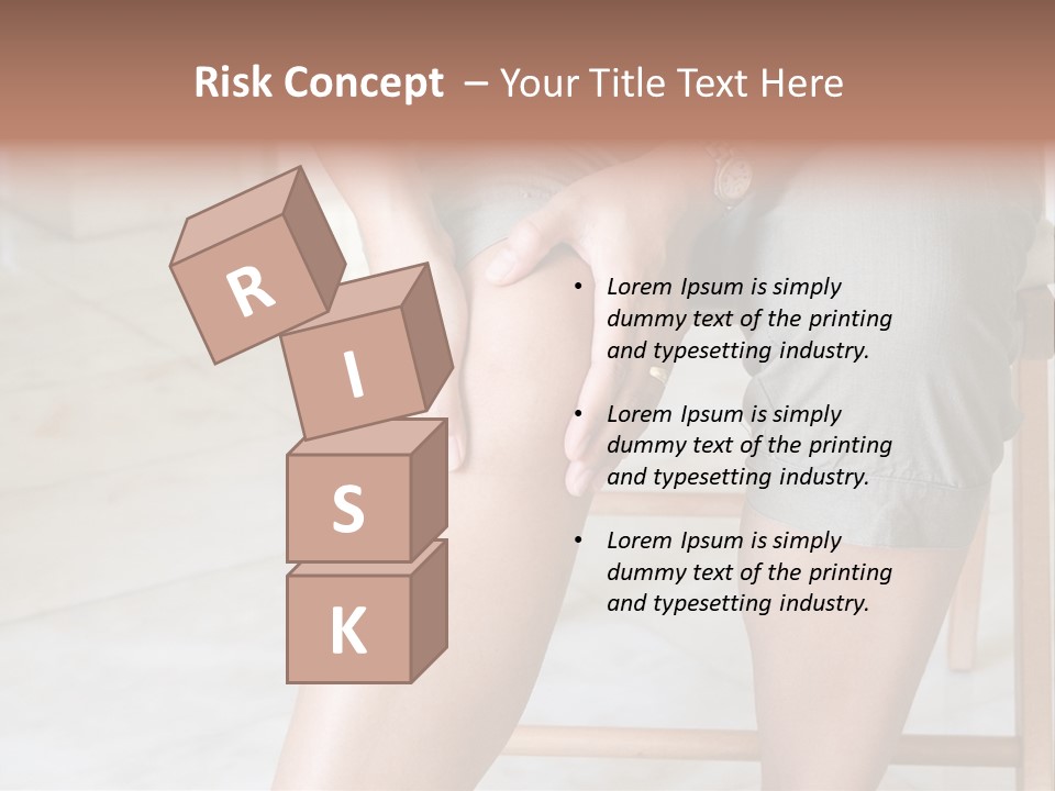 Woman Suffering From Pain In Knee Joint. PowerPoint Template