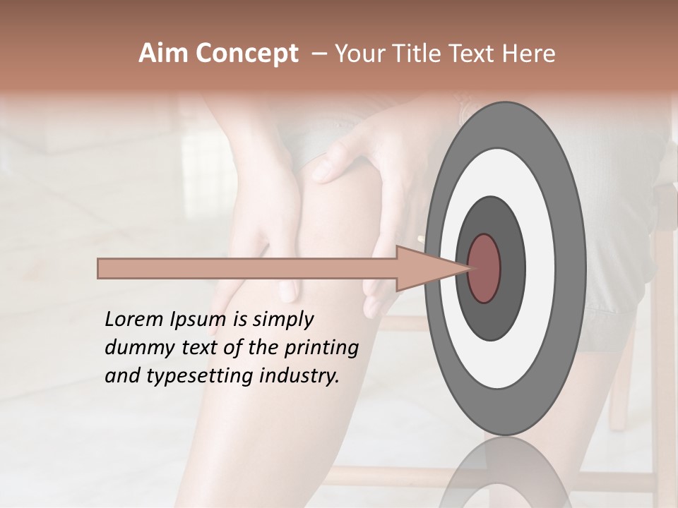 Woman Suffering From Pain In Knee Joint. PowerPoint Template