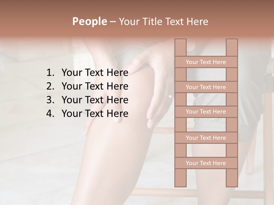 Woman Suffering From Pain In Knee Joint. PowerPoint Template