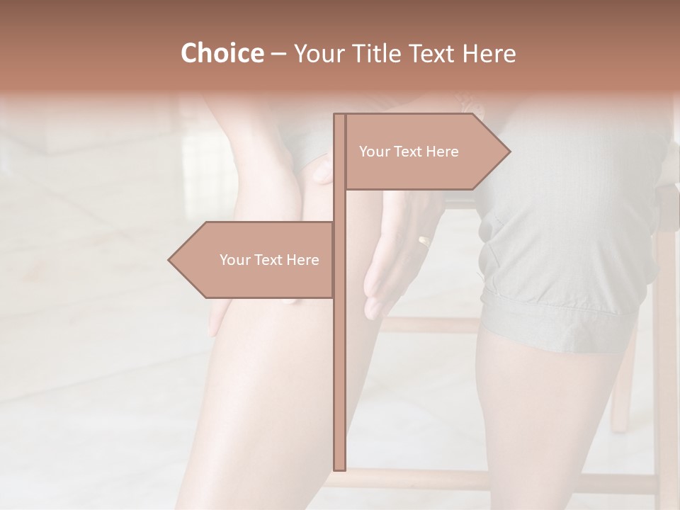 Woman Suffering From Pain In Knee Joint. PowerPoint Template