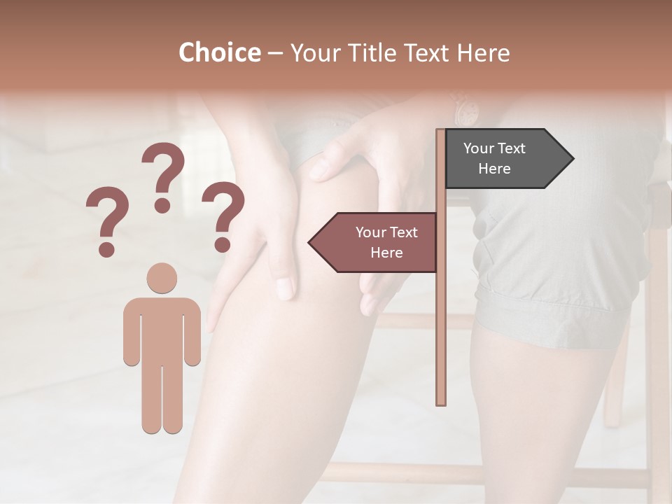 Woman Suffering From Pain In Knee Joint. PowerPoint Template