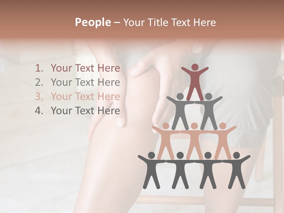 Woman Suffering From Pain In Knee Joint. PowerPoint Template