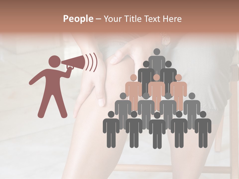 Woman Suffering From Pain In Knee Joint. PowerPoint Template