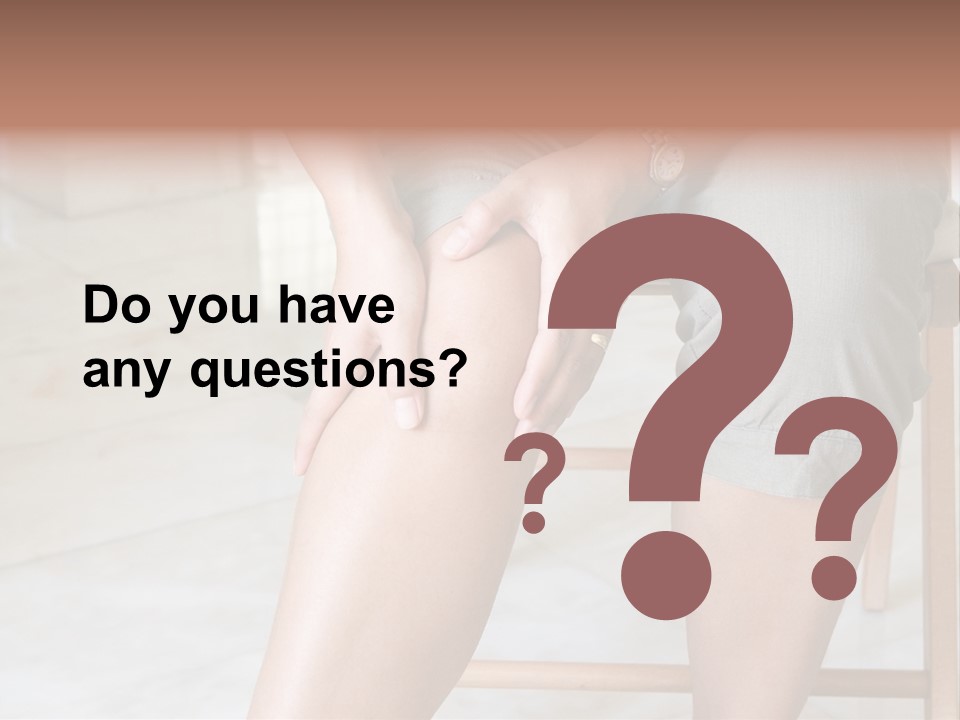 Woman Suffering From Pain In Knee Joint. PowerPoint Template