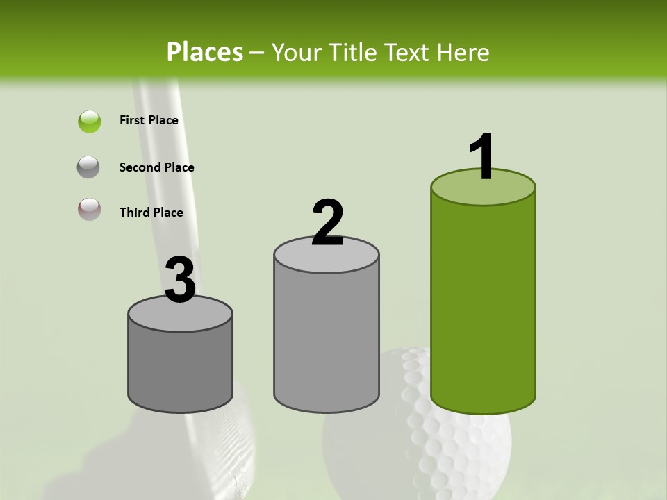 Golf Stick And Ball On The Green Grass With Green Background PowerPoint Template