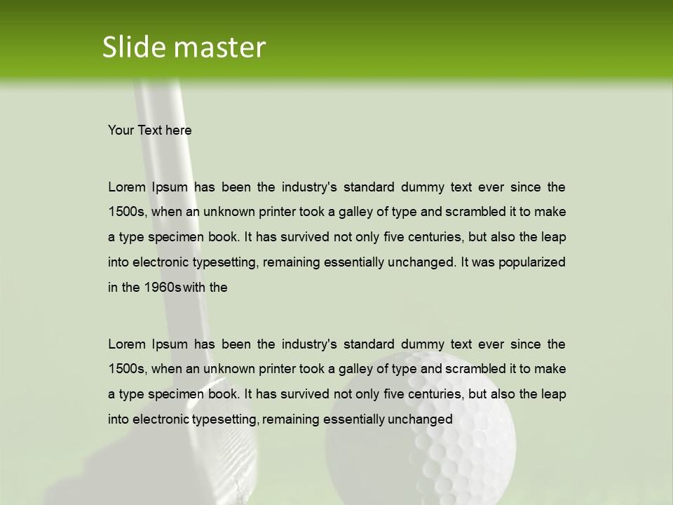 Golf Stick And Ball On The Green Grass With Green Background PowerPoint Template