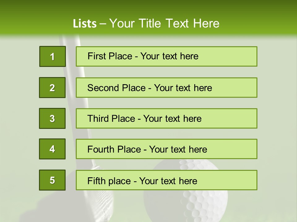 Golf Stick And Ball On The Green Grass With Green Background PowerPoint Template