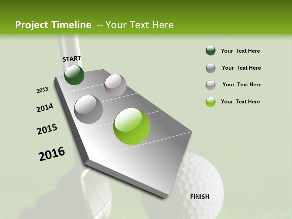 Golf Stick And Ball On The Green Grass With Green Background PowerPoint Template