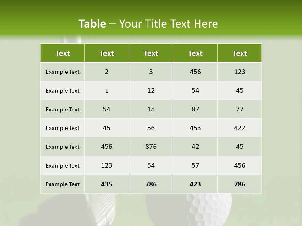 Golf Stick And Ball On The Green Grass With Green Background PowerPoint Template