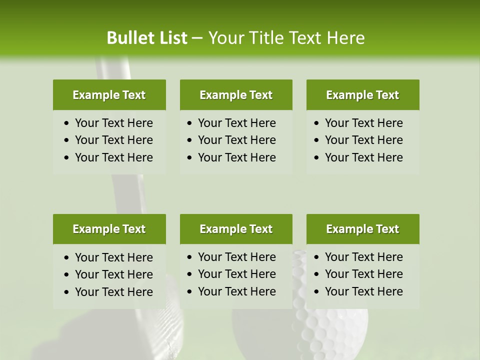 Golf Stick And Ball On The Green Grass With Green Background PowerPoint Template