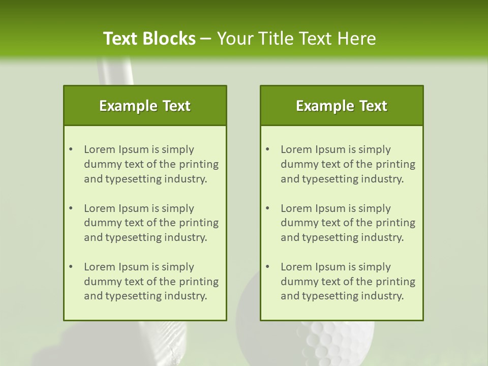 Golf Stick And Ball On The Green Grass With Green Background PowerPoint Template